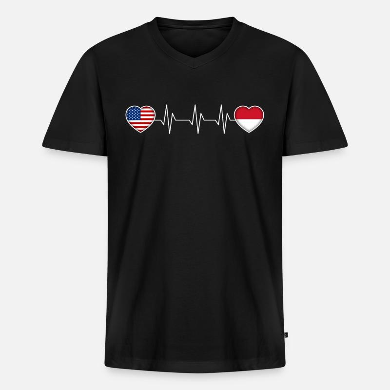 Monaco - Männer Premium Bio T-Shirt mit V-Ausschnitt - Schwarz