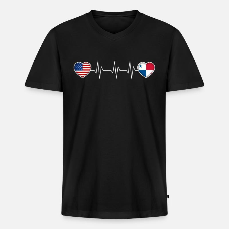 Panama - Männer Premium Bio T-Shirt mit V-Ausschnitt - Schwarz