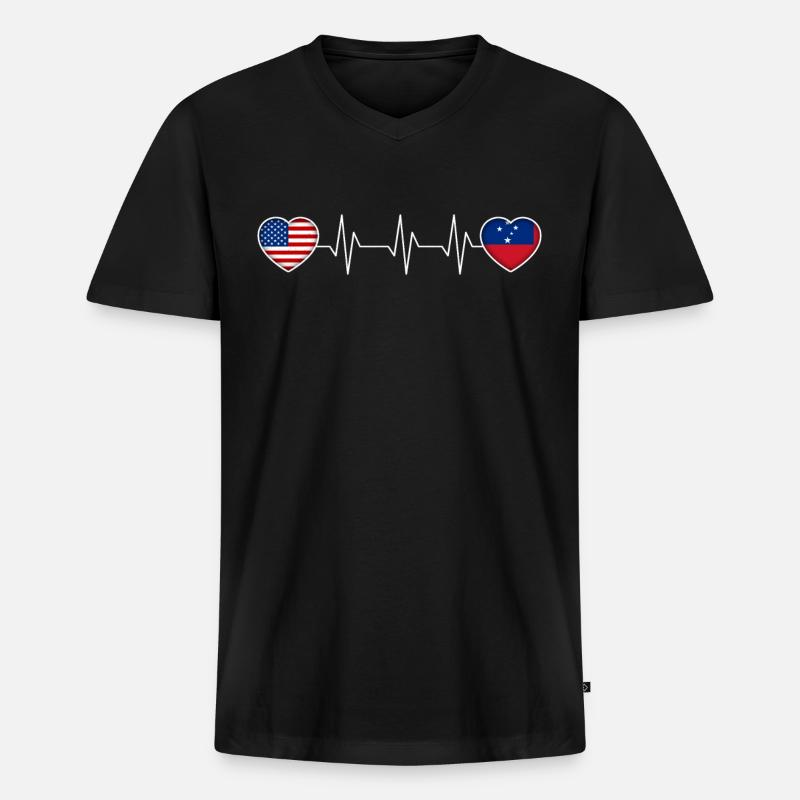 Samoa - Männer Premium Bio T-Shirt mit V-Ausschnitt - Schwarz