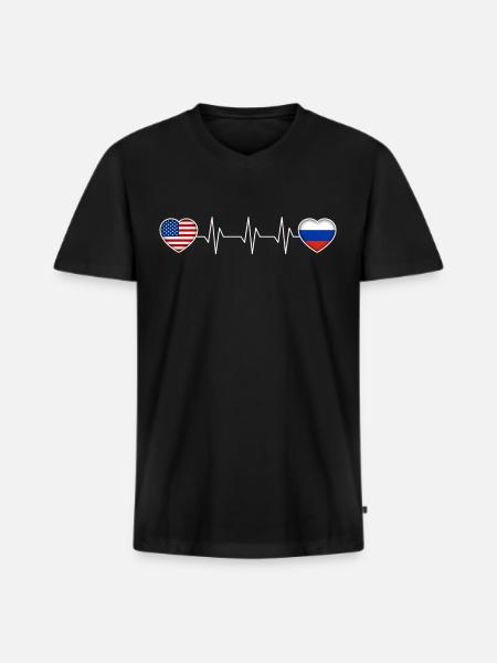 Russie - T-shirt encolure en V Premium bio Homme - noir