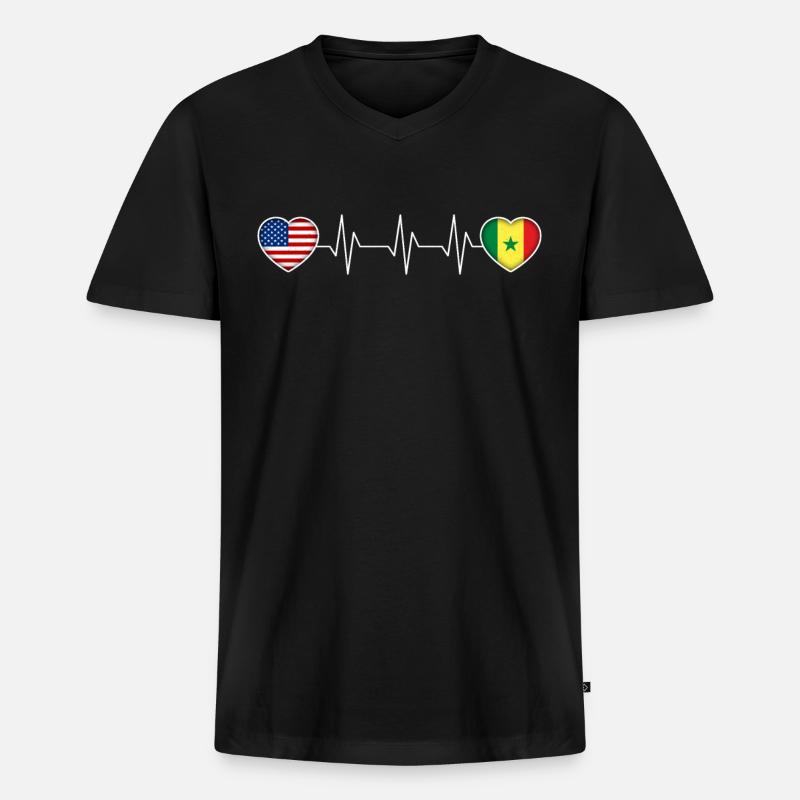 Senegal - Männer Premium Bio T-Shirt mit V-Ausschnitt - Schwarz