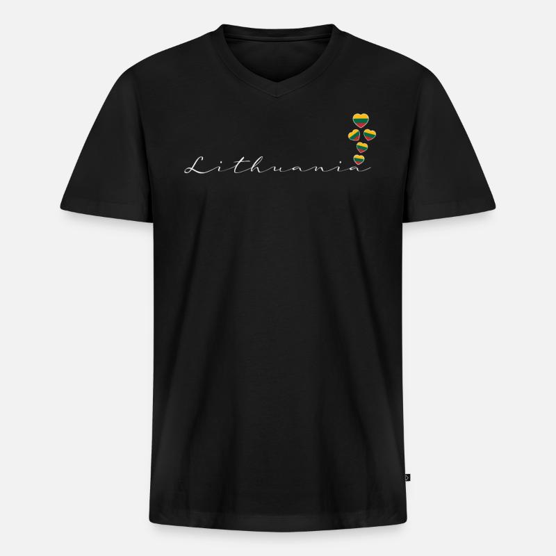 Litauen - Männer Premium Bio T-Shirt mit V-Ausschnitt - Schwarz