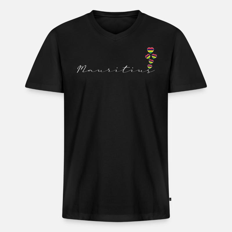 Mauritius - Männer Premium Bio T-Shirt mit V-Ausschnitt - Schwarz