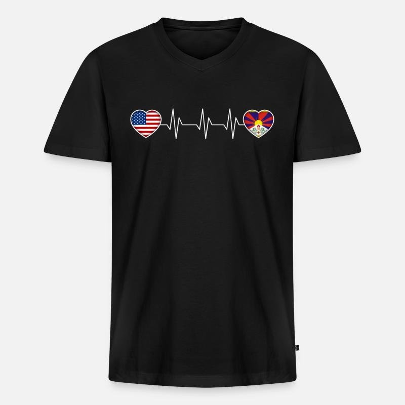 Tibet - Männer Premium Bio T-Shirt mit V-Ausschnitt - Schwarz