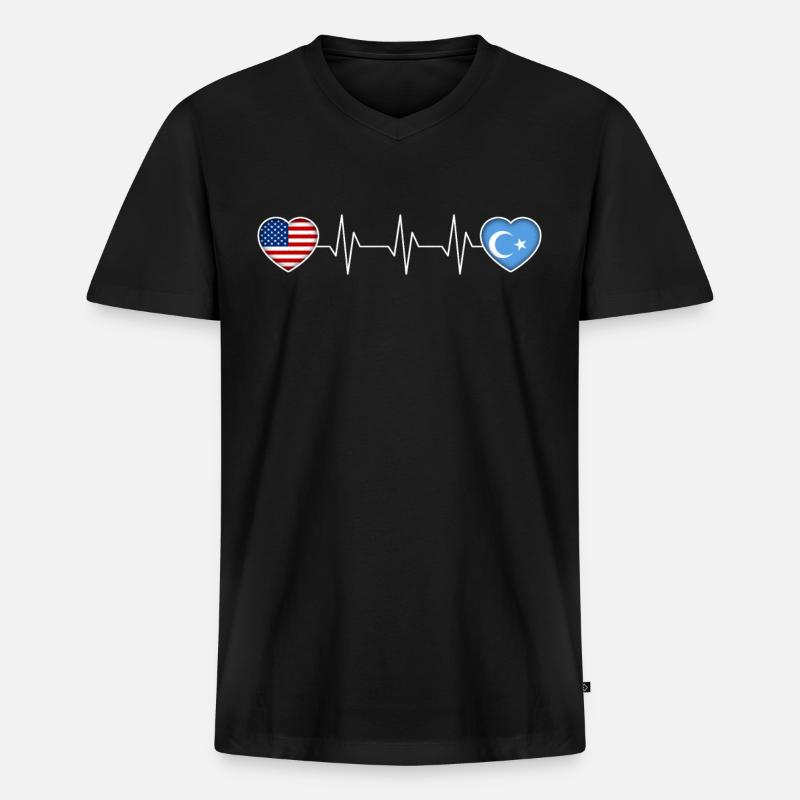 Uiguren - Männer Premium Bio T-Shirt mit V-Ausschnitt - Schwarz