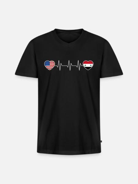 Syrie - T-shirt encolure en V Premium bio Homme - noir