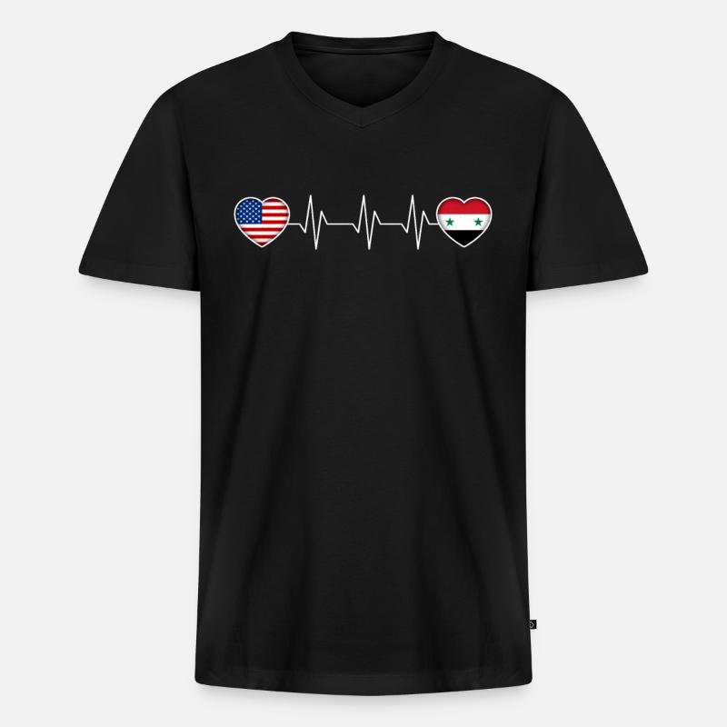 Syrien - Männer Premium Bio T-Shirt mit V-Ausschnitt - Schwarz
