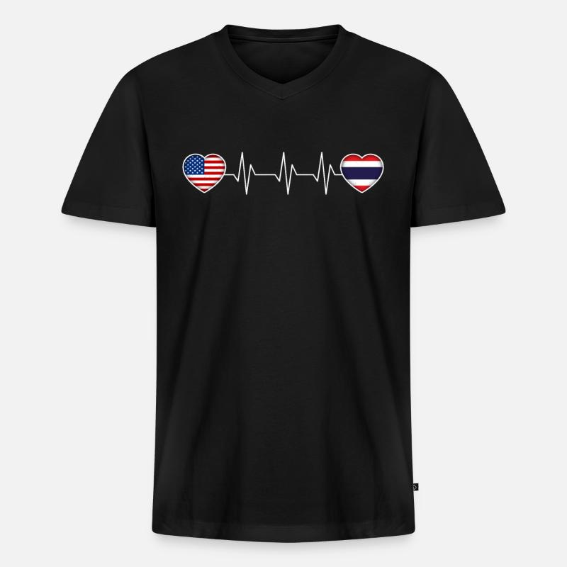 Thailand - Männer Premium Bio T-Shirt mit V-Ausschnitt - Schwarz