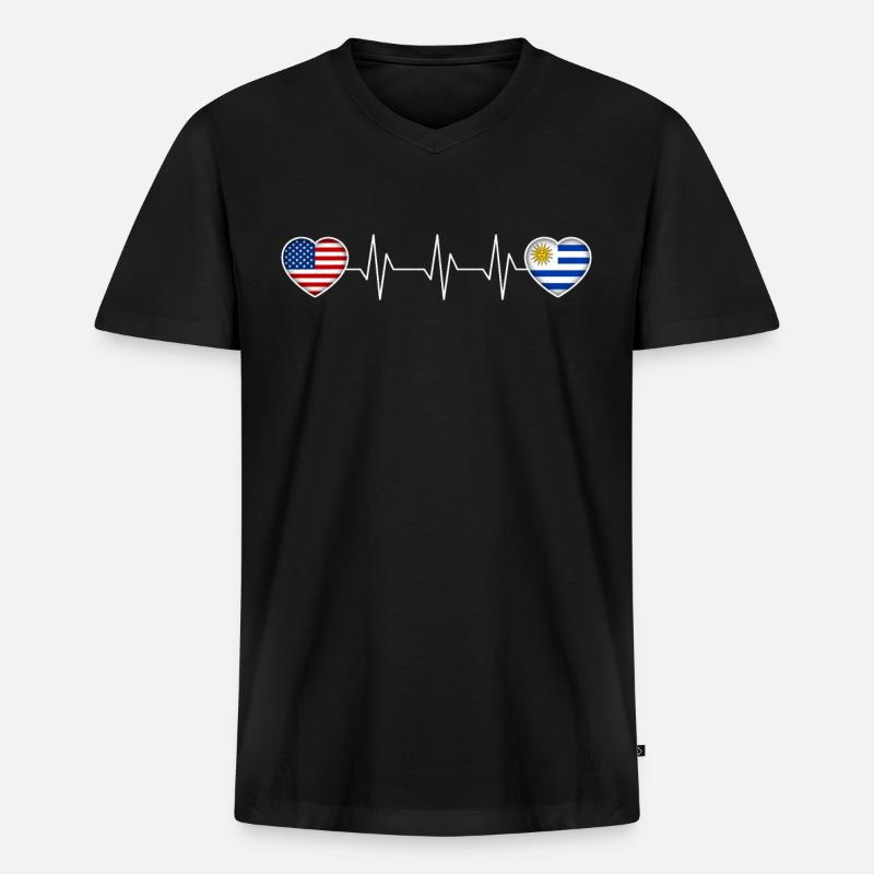 Uruguay - Männer Premium Bio T-Shirt mit V-Ausschnitt - Schwarz