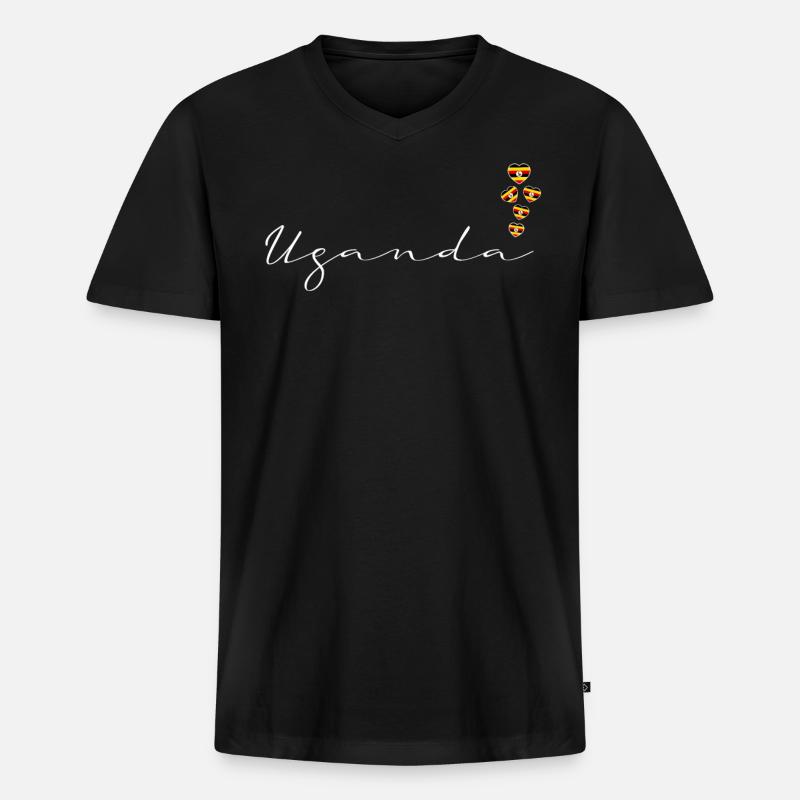 Uganda - Männer Premium Bio T-Shirt mit V-Ausschnitt - Schwarz