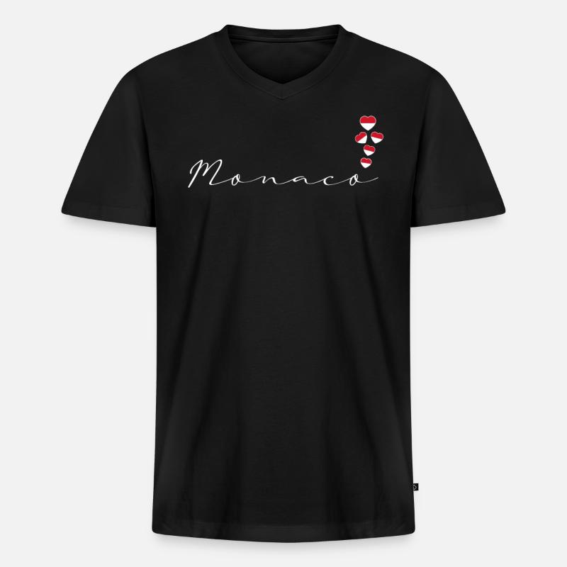 Monaco - Männer Premium Bio T-Shirt mit V-Ausschnitt - Schwarz
