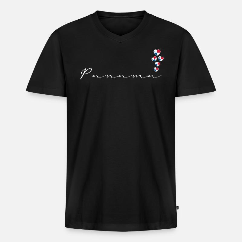 Panama - Männer Premium Bio T-Shirt mit V-Ausschnitt - Schwarz