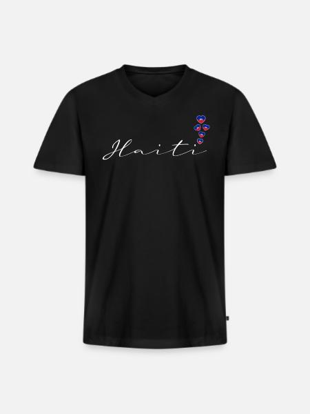 Haiti - Men's Premium Organic T-shirt with V-neck - black