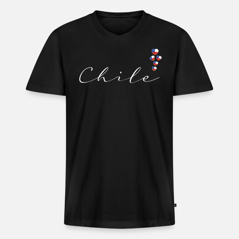 Chile - Männer Premium Bio T-Shirt mit V-Ausschnitt - Schwarz