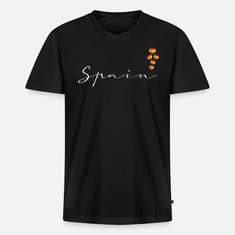 Spanien - Männer Premium Bio T-Shirt mit V-Ausschnitt - Schwarz
