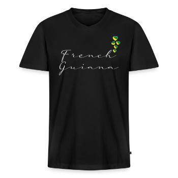 Guyane française - T-shirt encolure en V Premium bio Homme - noir - Devant - Nico (187cm)