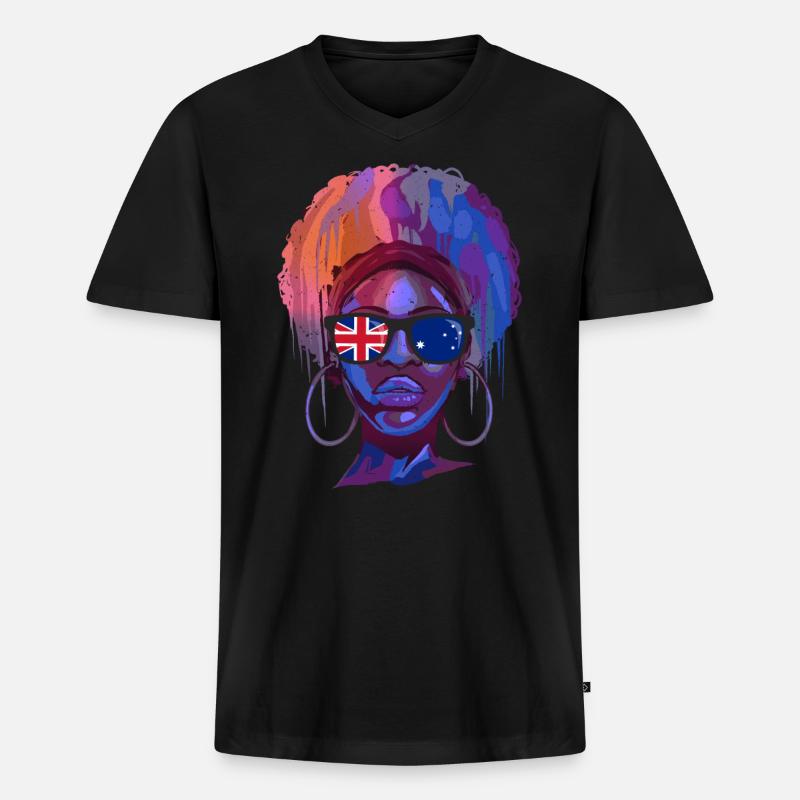 Australien - Männer Premium Bio T-Shirt mit V-Ausschnitt - Schwarz