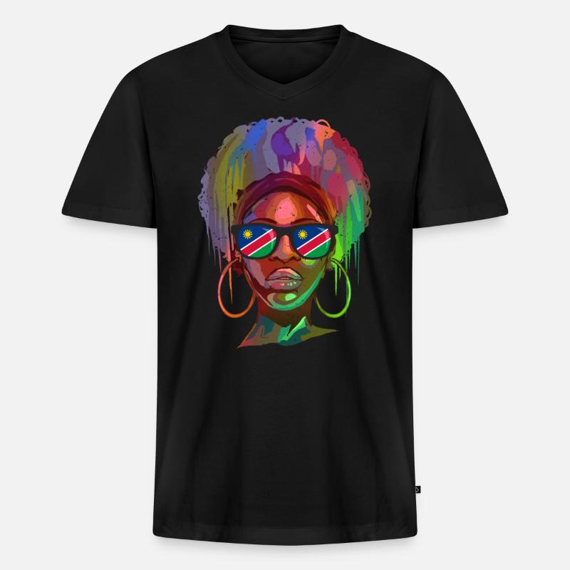 Namibia - Männer Premium Bio T-Shirt mit V-Ausschnitt - Schwarz