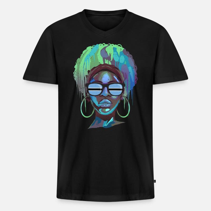 Botswana - Männer Premium Bio T-Shirt mit V-Ausschnitt - Schwarz