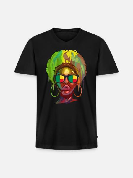 Benin - Men's Premium Organic T-shirt with V-neck - black