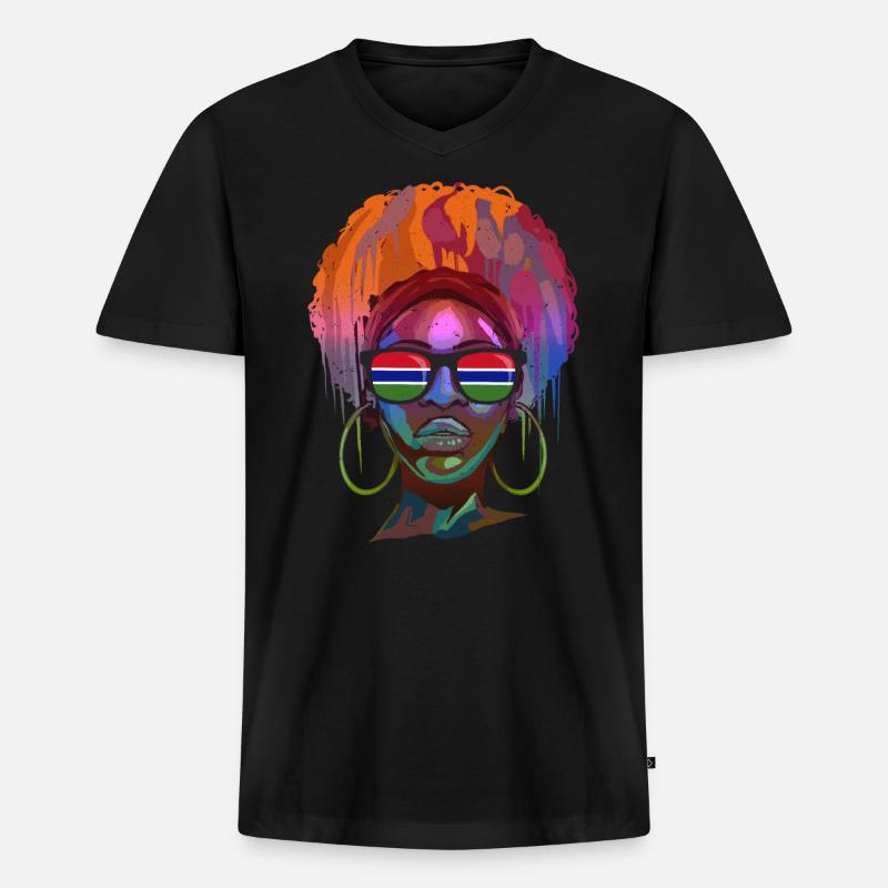 Gambia - Männer Premium Bio T-Shirt mit V-Ausschnitt - Schwarz