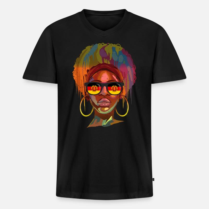 DDR - Männer Premium Bio T-Shirt mit V-Ausschnitt - Schwarz