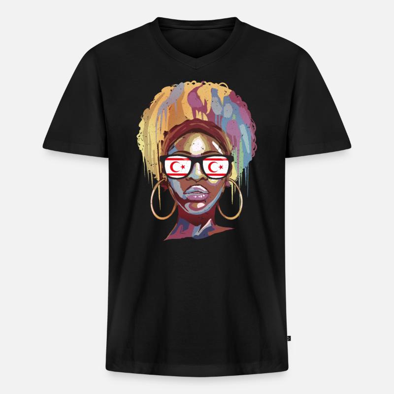 Nordzypern - Männer Premium Bio T-Shirt mit V-Ausschnitt - Schwarz
