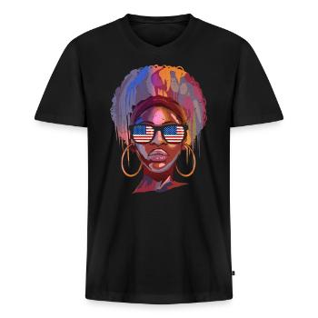 Amérique du Nord - T-shirt encolure en V Premium bio Homme - noir - Devant - Nico (187cm)