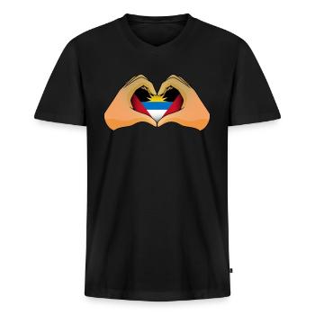 Antigua and Barbuda - Men's Premium Organic T-shirt with V-neck - black - Front - Nico (187cm)