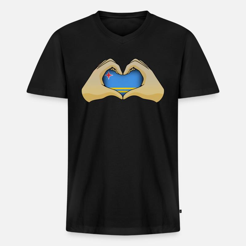 Aruba - Männer Premium Bio T-Shirt mit V-Ausschnitt - Schwarz