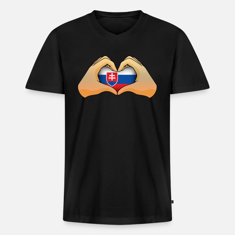 Slowakei - Männer Premium Bio T-Shirt mit V-Ausschnitt - Schwarz