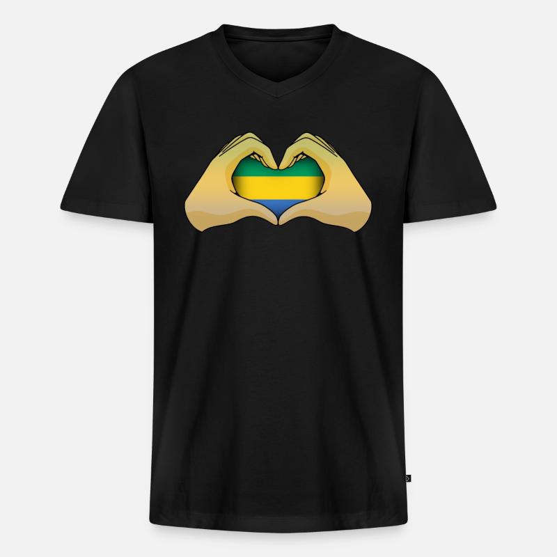 Gabun - Männer Premium Bio T-Shirt mit V-Ausschnitt - Schwarz