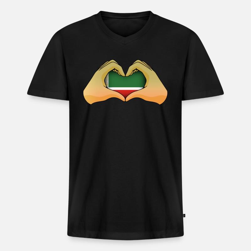 Tschetschenien - Männer Premium Bio T-Shirt mit V-Ausschnitt - Schwarz