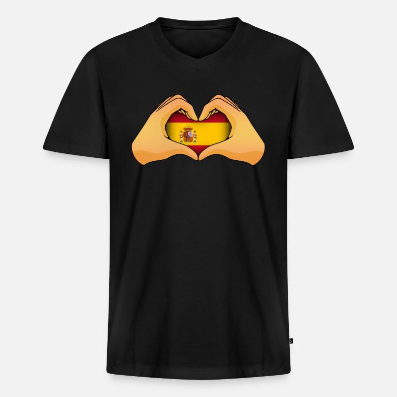 Spanien - Männer Premium Bio T-Shirt mit V-Ausschnitt - Schwarz