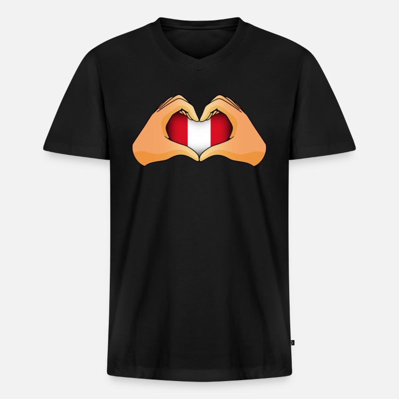 Peru - Männer Premium Bio T-Shirt mit V-Ausschnitt - Schwarz