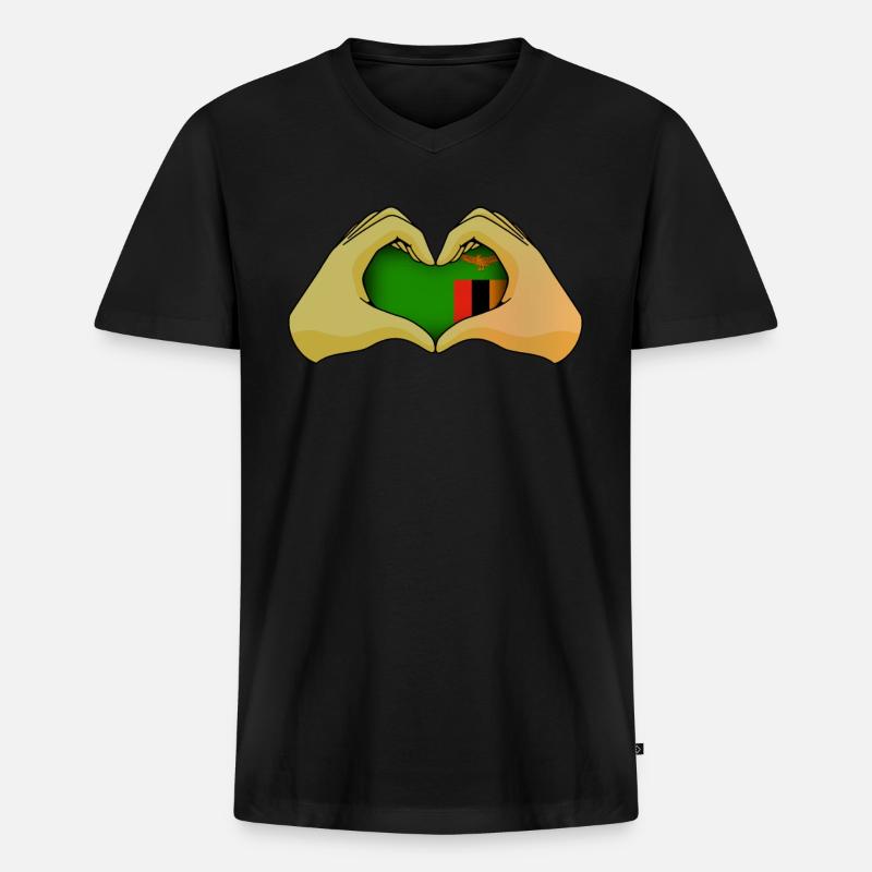 Sambia - Männer Premium Bio T-Shirt mit V-Ausschnitt - Schwarz