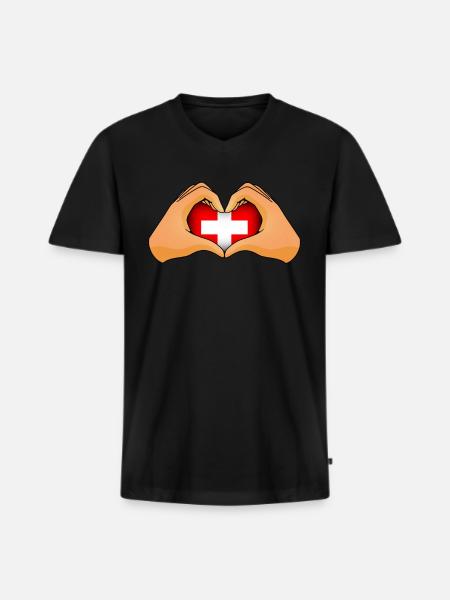 Switzerland - Men's Premium Organic T-shirt with V-neck - black