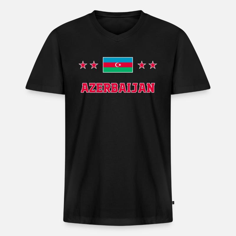 Aserbaidschan - Männer Premium Bio T-Shirt mit V-Ausschnitt - Schwarz