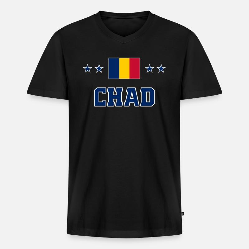 Tschad - Männer Premium Bio T-Shirt mit V-Ausschnitt - Schwarz