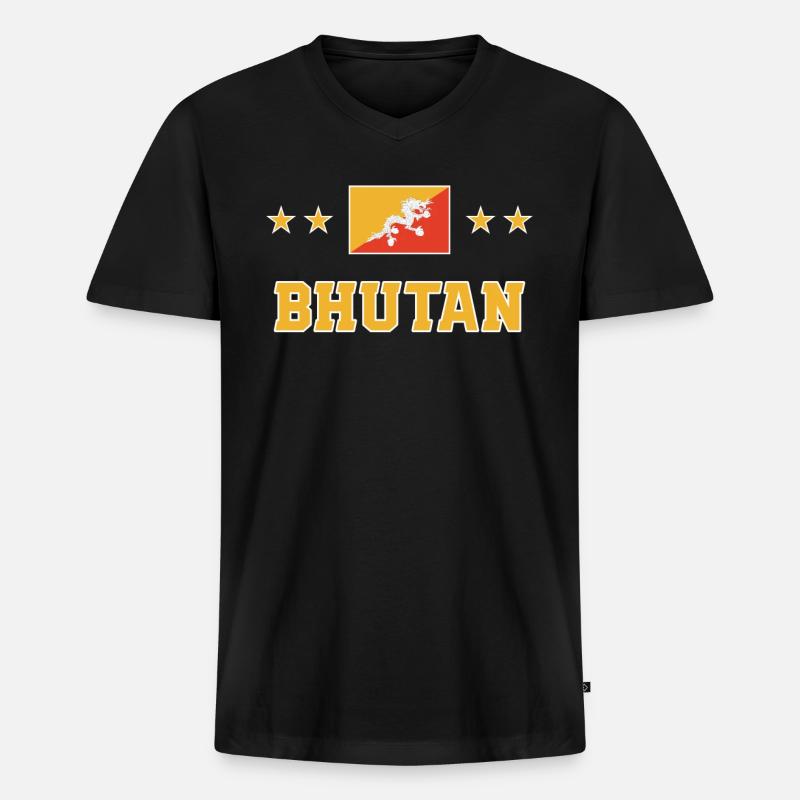Bhutan - Männer Premium Bio T-Shirt mit V-Ausschnitt - Schwarz