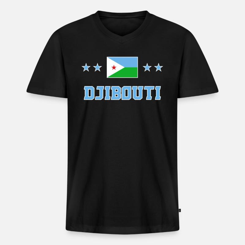 Dschibuti - Männer Premium Bio T-Shirt mit V-Ausschnitt - Schwarz