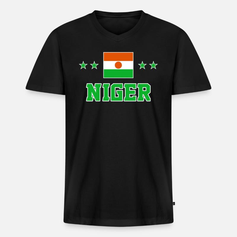 Niger - Männer Premium Bio T-Shirt mit V-Ausschnitt - Schwarz