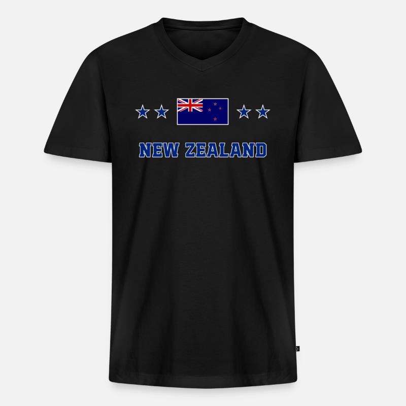 Neuseeland - Männer Premium Bio T-Shirt mit V-Ausschnitt - Schwarz