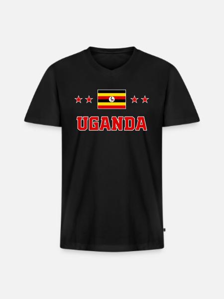Uganda - Men's Premium Organic T-shirt with V-neck - black