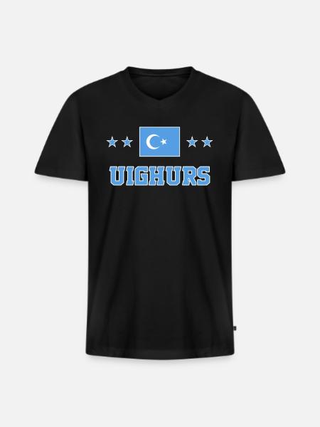 Uiguren - Männer Premium Bio T-Shirt mit V-Ausschnitt - Schwarz