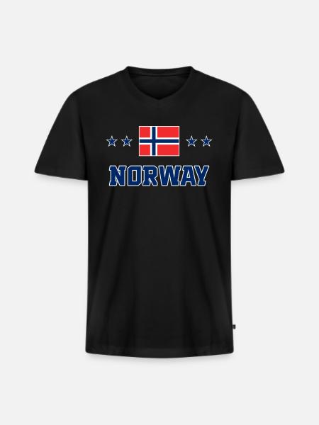 Norway - Men's Premium Organic T-shirt with V-neck - black
