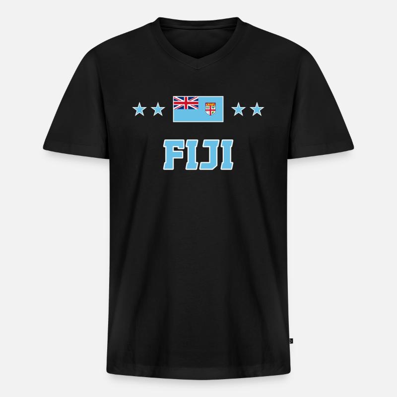 Fidschi - Männer Premium Bio T-Shirt mit V-Ausschnitt - Schwarz