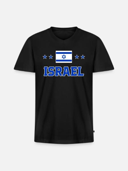 Israel - Men's Premium Organic T-shirt with V-neck - black