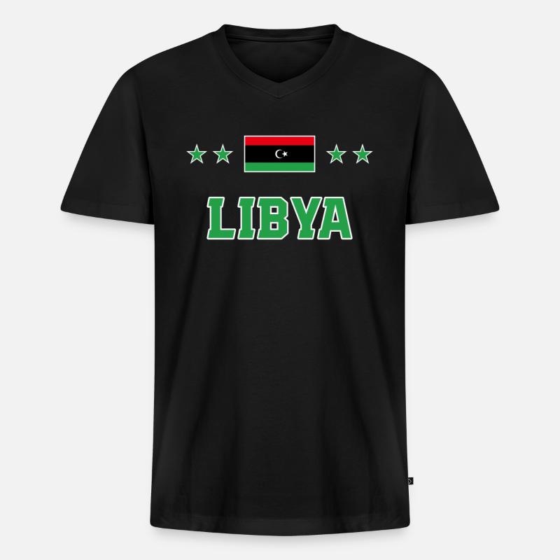 Libyen - Männer Premium Bio T-Shirt mit V-Ausschnitt - Schwarz