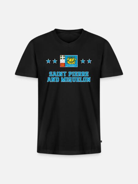 Saint Pierre and Miquelon - Men's Premium Organic T-shirt with V-neck - black